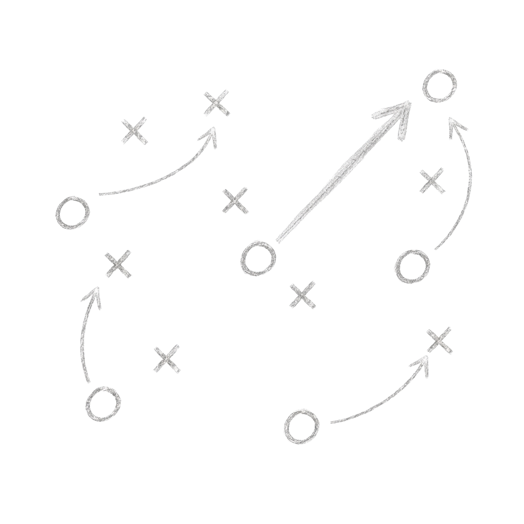 Tactical arrows, lines, Xs, and Os